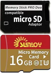 PSP Memory Stick Adapter with 16GB Micro SD Card, Micro SD/SDHC/SDXC to Memory Stick PRO Duo MagicGate Card Compatible with PlayStation Portable, Camera, Handycam, Cell Phone & PSP 1000/2000/3000