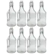 8PK Lemon & Lime 350ml Jar/Jug Drink Container w/ Clip Lock Lid Glass Bottle CLR