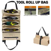 OZNALA Tool Roll Organizer Tool Roll Up Canvas Bag Tool Large Wrench Super Big Pouch Brown