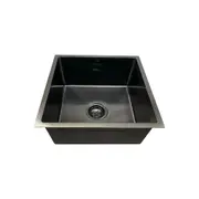 440*450*200 Kitchen Sink Laundry Handmade Black Nano Stainless Steel Bowl Basin [44-HF4445B]