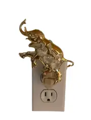 Night Light ELEPHANT- 24K gold plated -three clear crystals