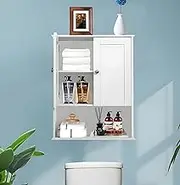 BYAOLVCY Bathroom Cabinet Wall Mounted Over Toilet Storage Cabinet 20x28 inch White Bathroom Storage Cabinet Wall Mount Medicine Cabinets for Bathroom Wall Storage Cabinet, Adjustable Shelf, 2 Doors