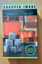 NWOT Sharper Image Drinking Stone Set 10 Pieces Carrying/Storage Pouch Unopened