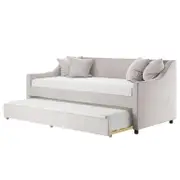 Cloelia Velvet Single Sofa Daybed with Trundle - Light Grey