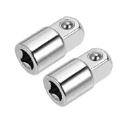2pcs 1/4" Drive (F) x 3/8" (M) Socket Reducer Adapters, Female to Male, Silver