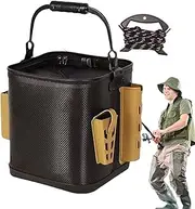 Live Bait Bucket | Bucket for Caught Fish | Waterproof EVA Fishing Container with Double Zipper and Freestanding Design, Lightweight Lure Bag for Hiking, Camping, Traveling, Outdoor