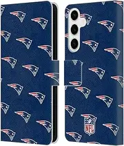 Head Case Designs Officially Licensed NFL Patterns New England Patriots Artwork Leather Book Wallet Case Cover Compatible with Samsung Galaxy S24+ 5G