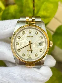 在飛比找Yahoo!奇摩拍賣優惠-勞力士 ROLEX 型號16233 金十鑽電腦面 錶徑36m