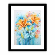 Flower Leaves Dripping Color Framed Art Framed print Art Poster