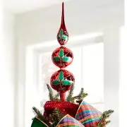 NEIMAN MARCUS Joy To The World 16" Holly Berry Finial Tree Topper Red Green NEW