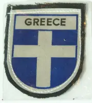 VINTAGE GREECE EMBROIDERED SOUVENIR PATCH WOVEN CLOTH SEW-ON BADGE EMBLEM