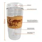 All Glass Eco Cup with Tasmanian Wildlife Laser-cut Wooden Band. Keep & Reuse.