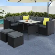 Aluminum Gardeon Outdoor Dining Set Table Chairs Wicker Setting Black