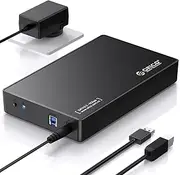 ORICO 3.5" External Hard Drive Enclosure SATA III to USB 3.1 Type C for HDD Tool-Free Installation Supports UASP and 20TB Drives - Black