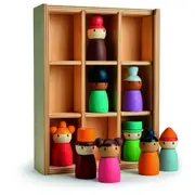 9pc Tender Leaf Toys 19.5cm Happy Folk Hotel Wooden Toy Set w/ Shelf Kids 3y+