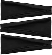 [AZIDWERYQ] 3Pcs Headbands for Women, Non Slip Fashion Sports Sweatbands, Black Soft Elastic Hair Bands for Daily Wear, Workout, Yoga, Running Headbands