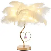 ZYLEIESENBAO White Feather Lamp Fluffy Bedside Lamp Romantic Princess Ostrich...