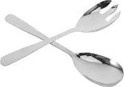 FUNNETOYU 2pcs Stainless Steel Serving Utensils Set Extended Salad Fork and Spoon Cutlery for Buffets and Dining Tables Elegant Design for Versatile Use Kitchen and Camping