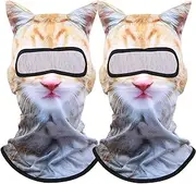 3d Cat Ice Ski Balaclava Face Mask With Ears for Cosplay Animal Ski Mask, Summer Cute Full Face Hood Mask Windproof &Sun Protection Mask for Men, for Bar,Music Festival,Party,Halloween