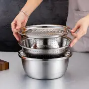 3 in 1 Stainless Steel Grater Shredder Slicer with Colander Drain Basin Bowl ...