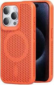 Jarttarn Magnetic Case Compatible with iPhone 16 Pro Max 5G, [Support Wireless Charging] Heat Dissipation & Breathable Drop-Proof Phone Cover (Orange)