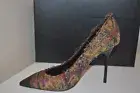 YSL SAINT LAURENT PARIS Tapestry Pointy Cap Toe Pump Shoe Safran Black 38.5