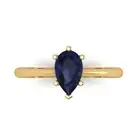 1ct Pear Cut Blue Sapphire Promise Designer Engagement Ring 14k Yellow Gold