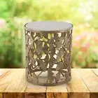 Luxurious Look Aluminum Gingko Leaf Stool With Marble Top Indoor Outdoor Decor
