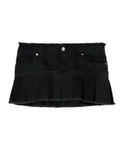 logo patch denim skirt S,XL,XS,L,M WASHEDBLACK