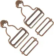 Salbsever 2 Pairs Overall Buckles Replacement - Metal Suspender Clips With Rectangle Buckle, Braces DIY Button No-Sew Accessories, Adjustable for Bib Pants, Trousers, Jeans, Jacket