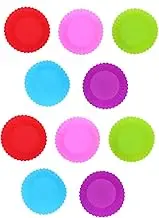 Silicone Muffin Cups Reusable Food Grade Baking Molds Non Stick Cupcake Liners for Home Bakery Oven Microwave Safe Set of 10 Multi Color