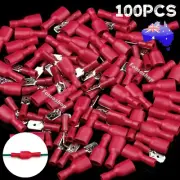 100PCS Insulated Crimp Splice Terminals Kit Electrical Wire Spade Connectors Red