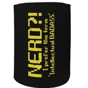Alcohol Stubby Holder - Nerd Bad Ass - Funny Novelty Birthday Gift Joke Beer Can Bottle Coolie
