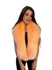 Arctic Fox Fur Stole 55' (140cm) Peach Color Saga Fur Big Scarf Fur Collar
