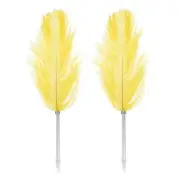 2 Pcs Feather Ballpoint Pen Vintage Quill Pen, Yellow