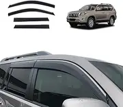 OAD4X4 Weathershields Compatible with Toyota Land Cruiser Prado 150 2009-2024, Stainless Edge Weather Shields Window Visors Wind Deflectors Sun Rain Guard 4PCS Set