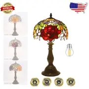 Bronze Base Tiffany Style Table Lamp - 10"x10"x18" for Bedroom & Office
