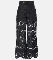 [Zimmermann] Zimmermann Pop embroidered linen wide-leg pants AU 6 black