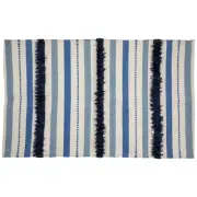 Northlight 3.5' x 2.25' Blue Cream Black Striped H loom Woven Outdoor Throw Rug