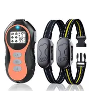 Dog Shock Collar for 2 Dogs, Remote Control Dog Training Collar for Large, Medium and Small Dogs, Waterproof Rechargeable Electronic Collar with 4 Modes (Orange)