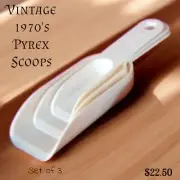 Vintage 1970's Pyrex Scoops Accessories. Measuring Utensils. Set Of 3