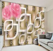 Petal Shaped Frame 3D Curtain Blockout Photo Printing Curtains Drape Fabric