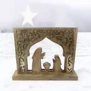 Rustic Mango Wood Nativity Set | Hand-Carved Holy Land Christmas Decor.