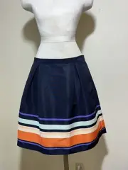 TED BAKER LONDON Navy Striped SKIRT - SIZE 3 - FIT & FLARE KNEE LENGTH NWT