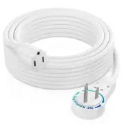 Extension Cord 35 Foot White Flat Plug 360° Rotating Power Cord Single Outlet...
