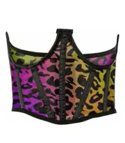 DAISY CORSETS Lavish Rainbow Animal Print Mesh Open Cup Waist Cincher MEDIUM