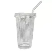 Glass Drinking Cup Glass Material Beverage Cups Glass with Straw