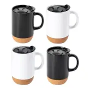 Gibson Home Modani 4 Piece 16.5 Ounce Stoneware Travel Mug Set with Lid and Cork