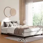 Queen Size Bed Frame Wooden Arched Slat Base Mattress Platform Foam Padded