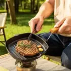 Hand Forging Picnic Grill Pan Non Stick Steak Frying Pan Outdoor BBQ